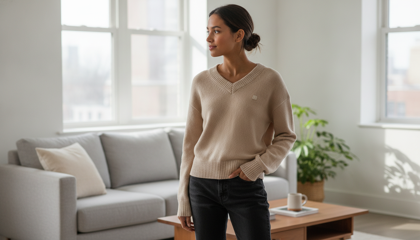 Calvin Klein Jeans Beige V-Neck Cotton Sweater Guide