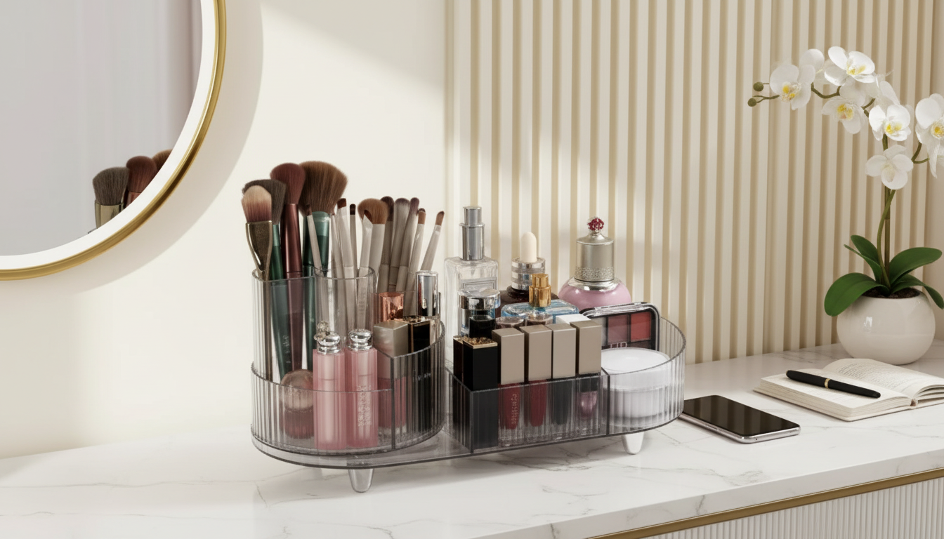 Clear 360° Rotating Acrylic Makeup Organizer (Large)
