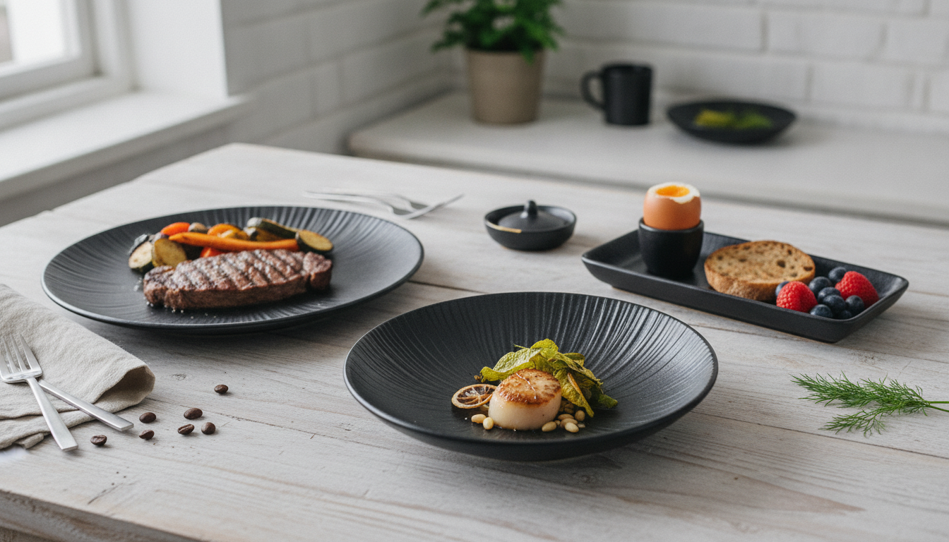 Nordic Ceramic Plate Set: Bowl, Steak Plate & Dish