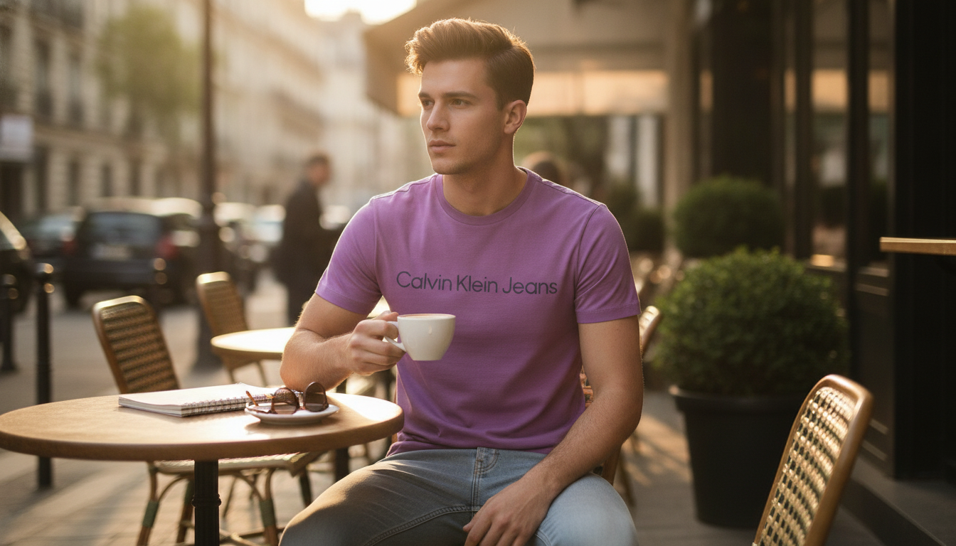 Purple Calvin Klein Jeans Men's Crew Neck T-Shirt Guide
